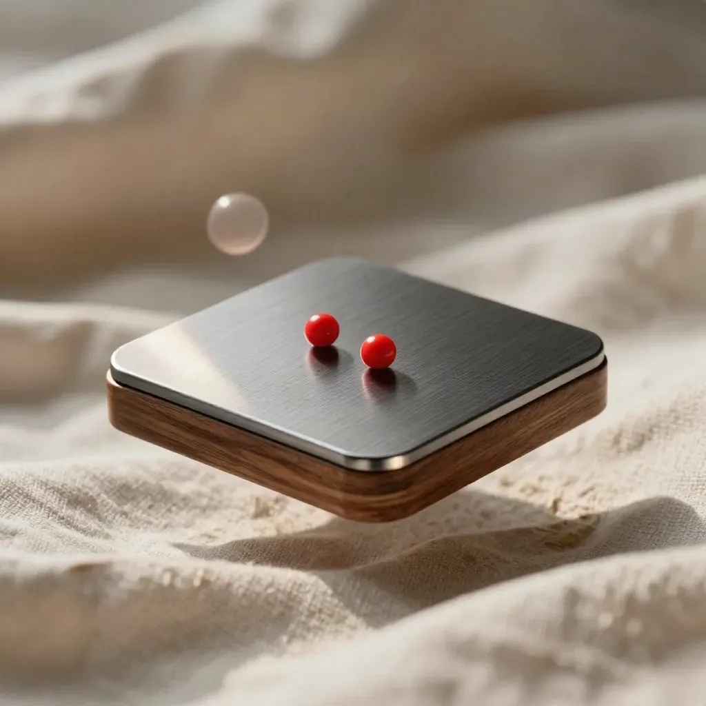 Macro of a premium small-cap watchlist deck with two red marker chips above linen